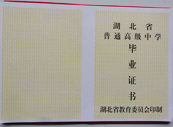 武汉市90年高中毕业证什么样子