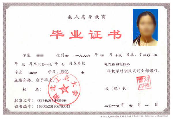 武汉工业大学2000年毕业证原版