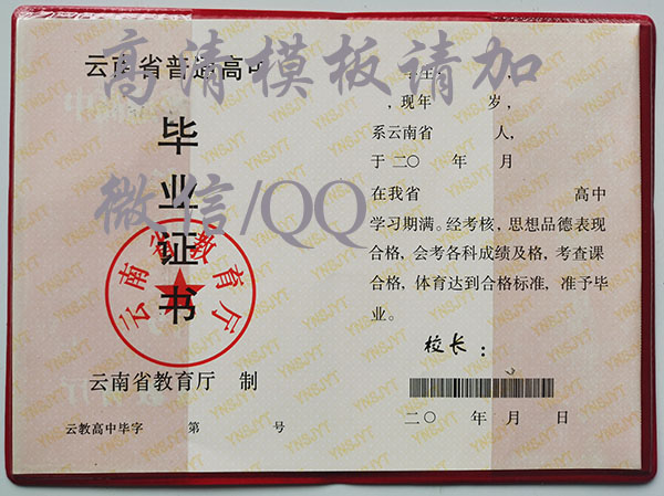 06年云南省高中毕业证图片