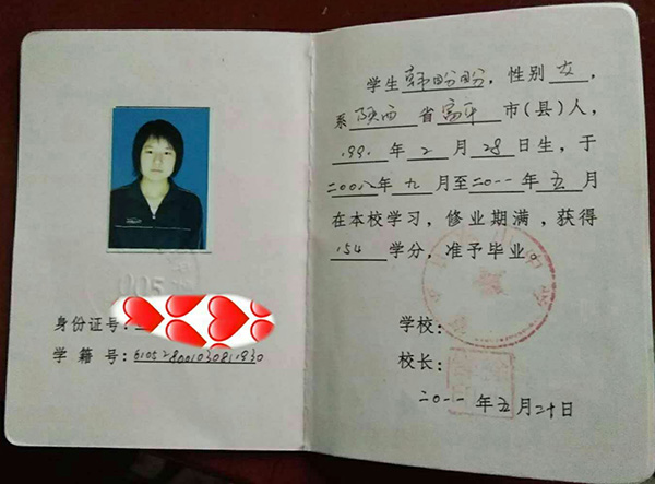 陕西省高中毕业证学籍号图片