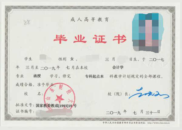 枣庄函授大专毕业证样本（2019年）