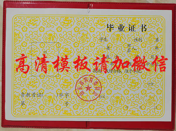 山东九零年茌平高中毕业证样本