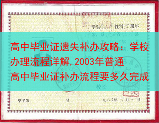 高中毕业证遗失补办攻略：学校办理流程详解,2003年普通高中毕业证补办流程要多久完成