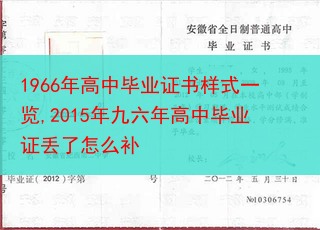 1966年高中毕业证书样式一览,2015年九六年高中毕业证丢了怎么补