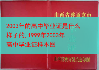 2003年的高中毕业证是什么样子的,1999年2003年高中毕业证样本图