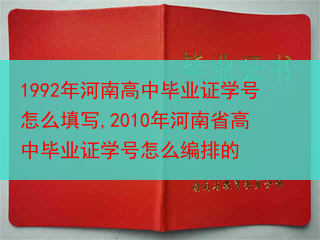 1992年河南高中毕业证学号怎么填写,2010年河南省高中毕业证学号怎么编排的