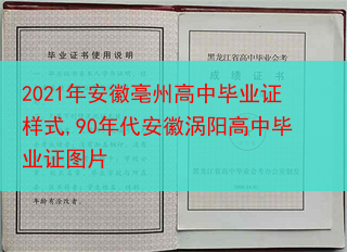 2021年安徽亳州高中毕业证样式,90年代安徽涡阳高中毕业证图片