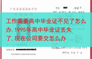工作需要高中毕业证不见了怎么办,1995年高中毕业证丢失了,现在公司要交怎么办