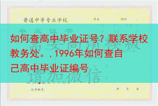 如何查高中毕业证号？联系学校教务处。,1996年如何查自己高中毕业证编号