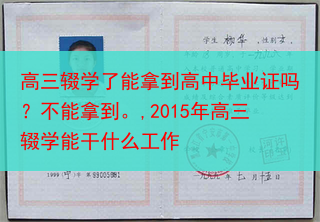 高三辍学了能拿到高中毕业证吗？不能拿到。,2015年高三辍学能干什么工作